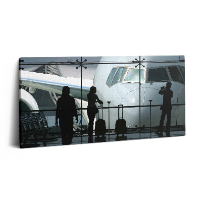 Vászonkép 140x70 Repülőgépre várakozó utasok