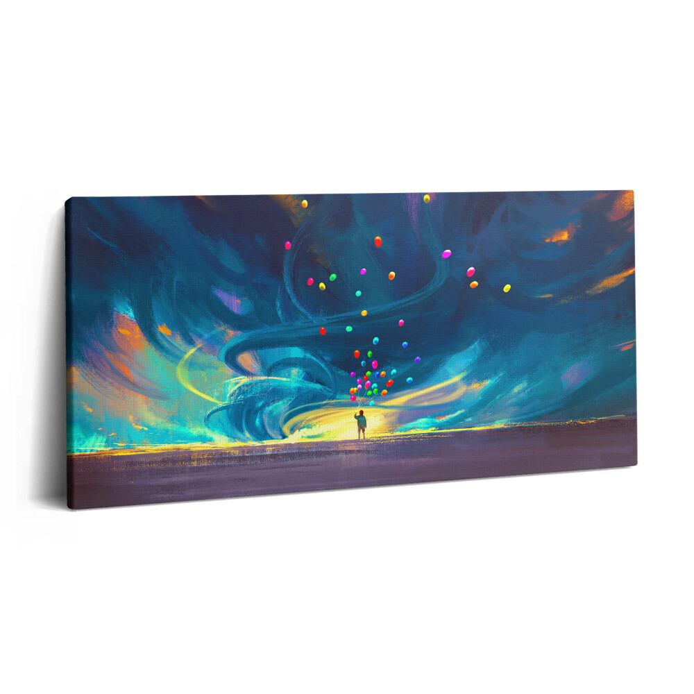 Vászonkép 140x70 Gyermek és léggömbök