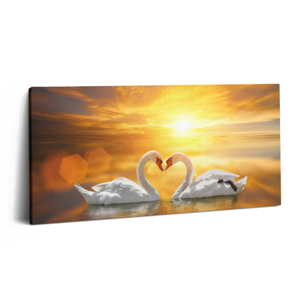 Vászonkép 140x70 Szerelmes hattyúk