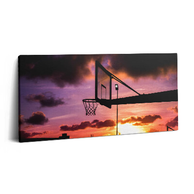 Vászonkép 140x70 Kosárlabda és naplemente