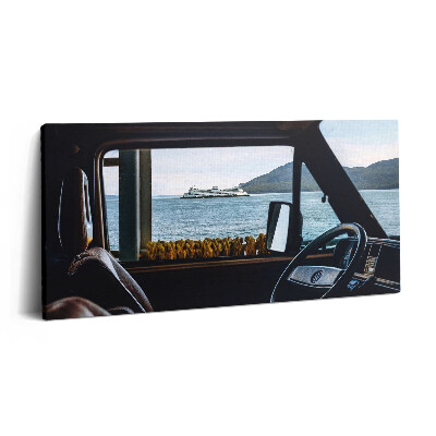 Vászonkép 140x70 Nyaralás autóval és vízparton