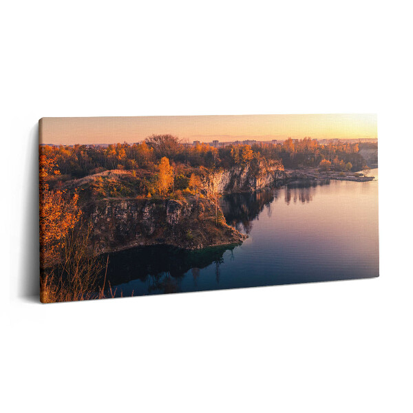 Vászonkép 140x70 A krakkói Zakrzówek-tó ősszel