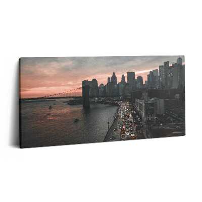 Vászonkép 140x70 Hajnali légi felvétel a városról