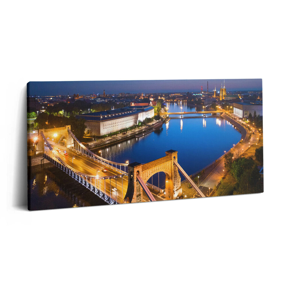 Vászonkép 140x70 Wroclaw város éjszaka