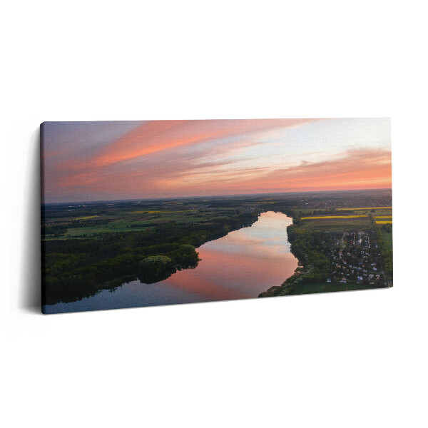 Vászonkép 140x70 Légi felvétel egy tóról