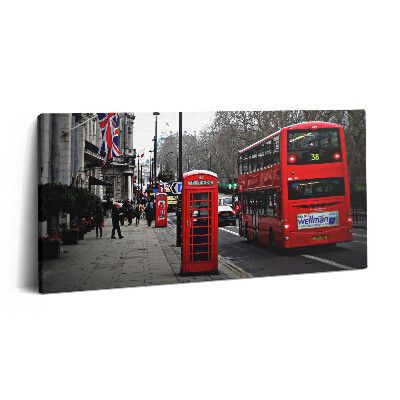 Vászonkép 140x70 Angol busz és telefonfülke
