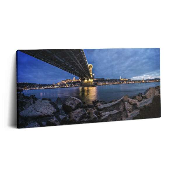 Vászonkép 140x70 Sziklás part egy híd alatt