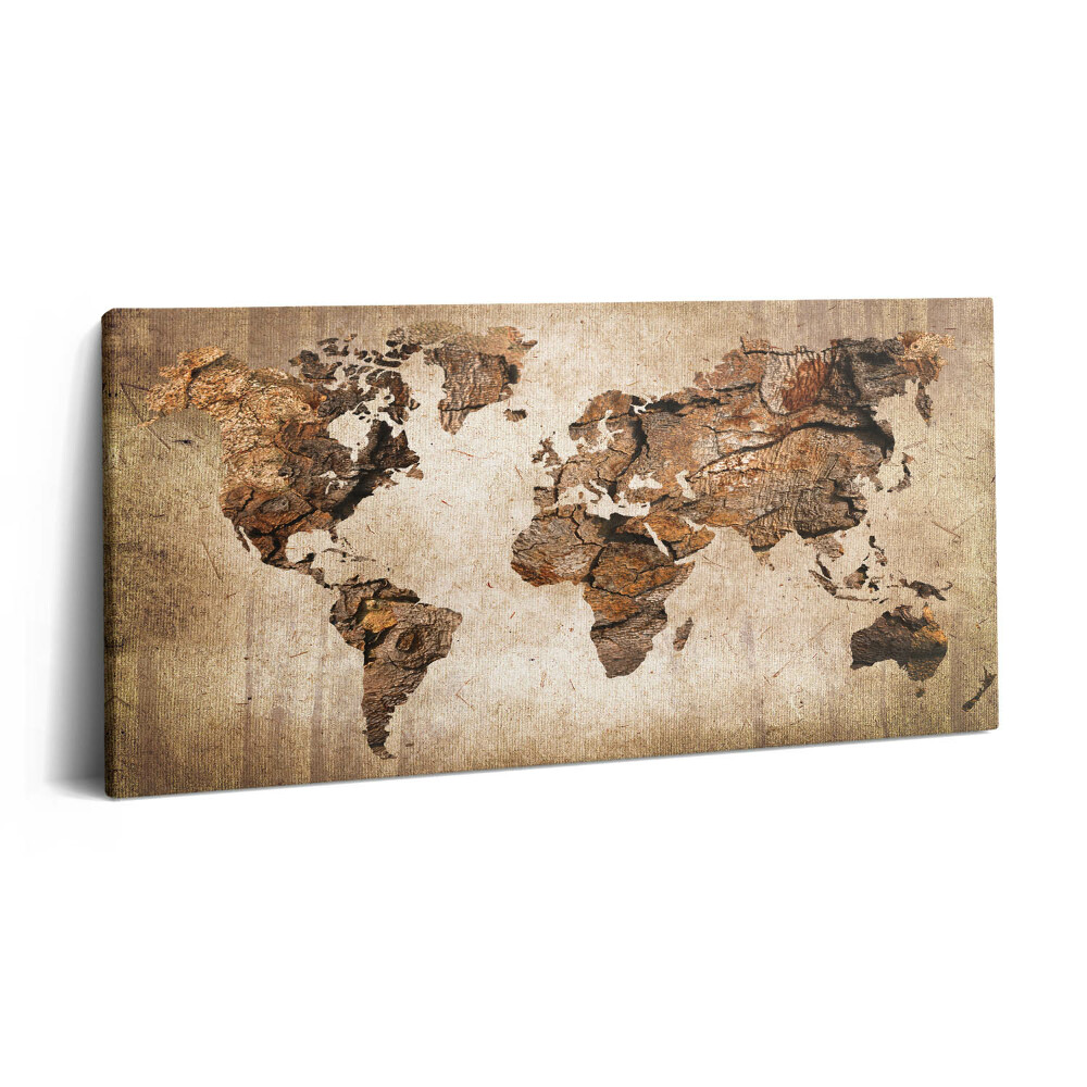 Vászonkép 140x70 Fából készült világtérkép