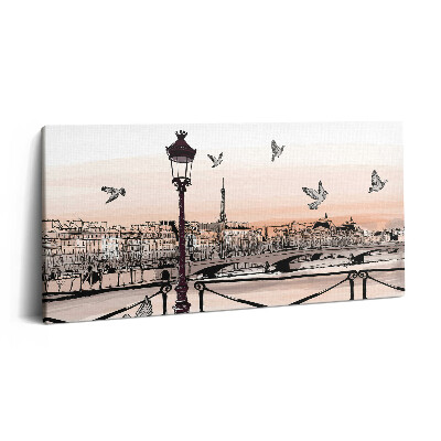 Vászonkép 140x70 Naplemente a Szajna felett