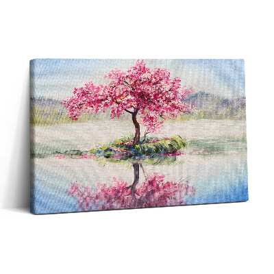Vászonkép nyomtatás 30x20 Mozaik, amely egy virágzó szerelmesfát ábrázol