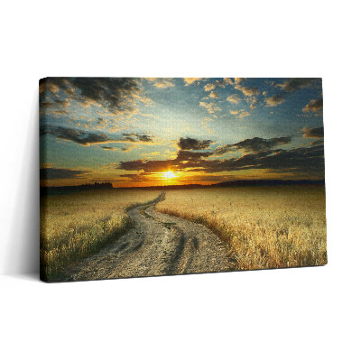 Vászonkép nyomtatás 30x20 Földút és naplemente