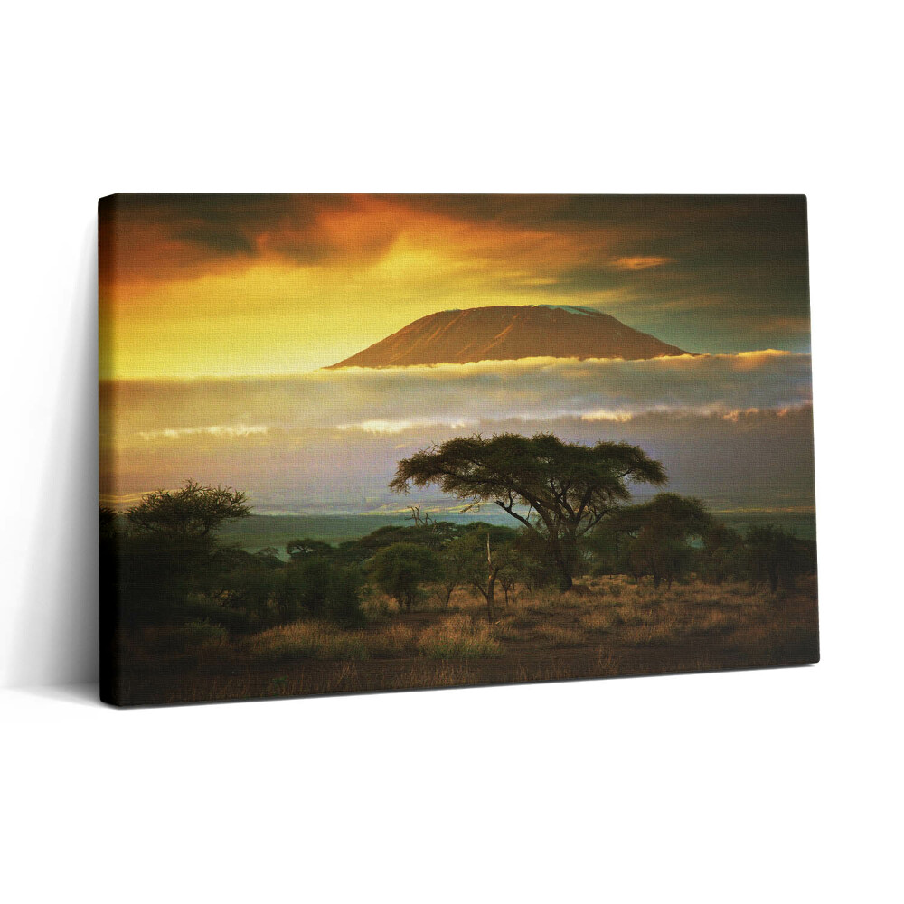 Vászonkép nyomtatás 30x20 A Kilimandzsáró hegy és a felhővonal naplementekor