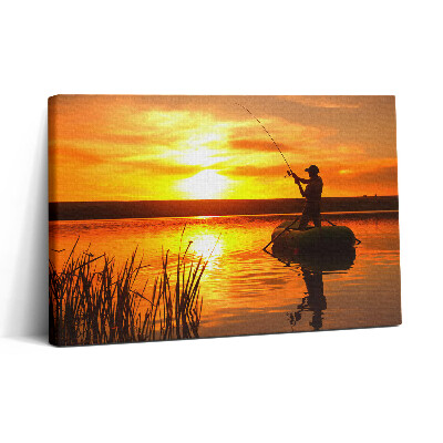 Vászonkép nyomtatás 30x20 Halász és naplemente