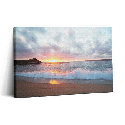 Vászonkép nyomtatás 30x20 Tengeri strand és naplemente