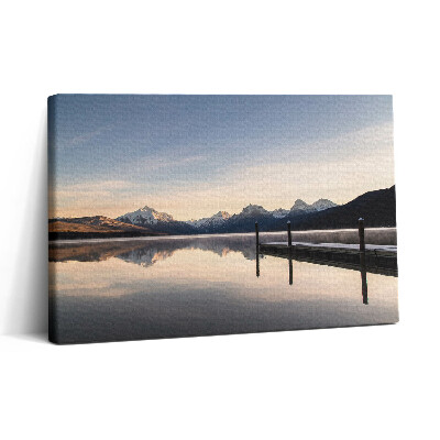 Vászonkép nyomtatás 30x20 Tó és hegyi móló