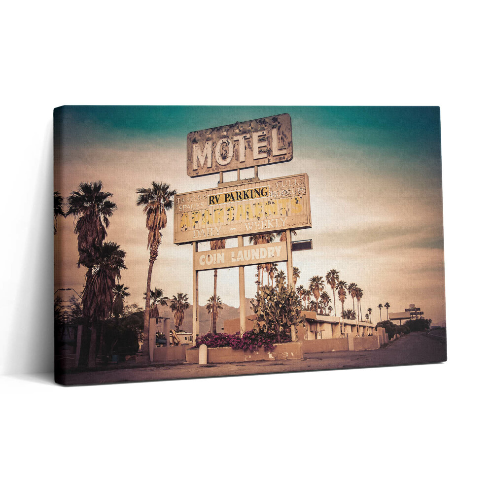 Vászonkép nyomtatás 30x20 Egy út menti motel felirata az Egyesült Államokban