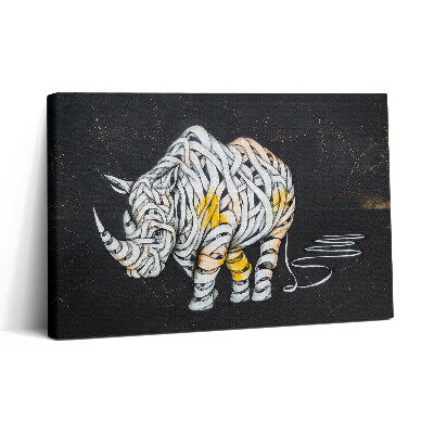 Vászonkép nyomtatás 30x20 Absztrakt nézet egy orrszarvúról és egy zenekarról