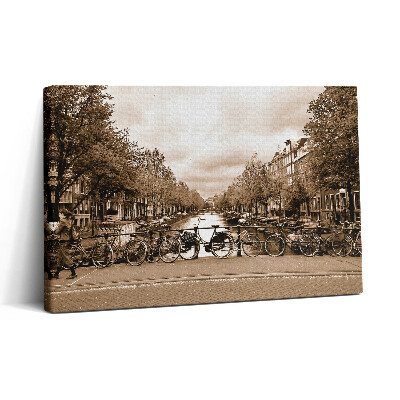 Vászonkép nyomtatás 30x20 Amszterdam látképe kerékpáron