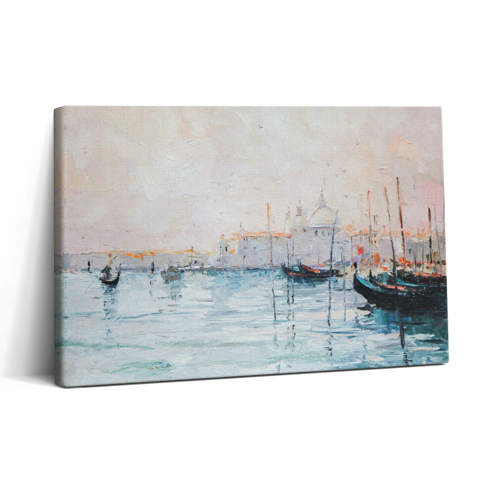 Vászonkép nyomtatás 30x20 Velencei gondolák olajfestmény