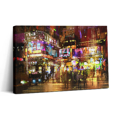 Vászonkép nyomtatás 30x20 Illusztráció egy éjszakai városról - modern utcák