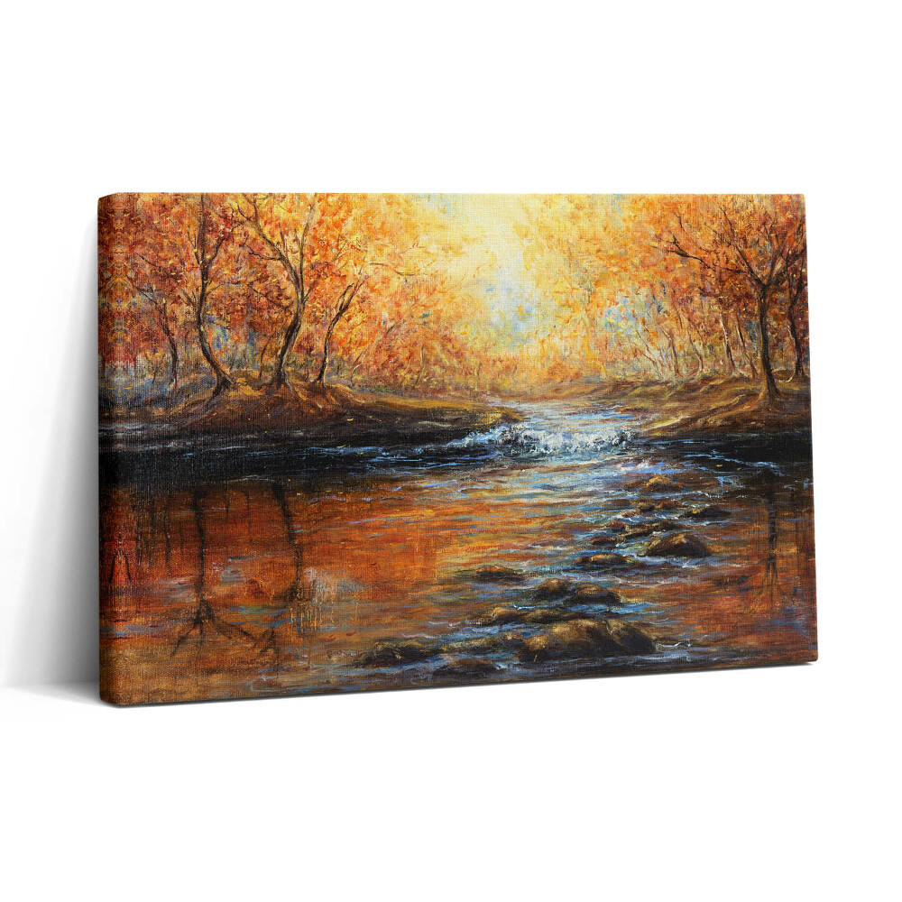 Vászonkép nyomtatás 30x20 Festékkel festett őszi erdő