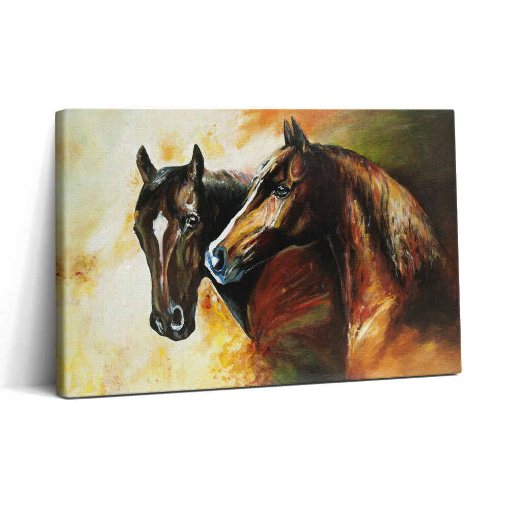 Vászonkép nyomtatás 30x20 Két ló akvarellel festve