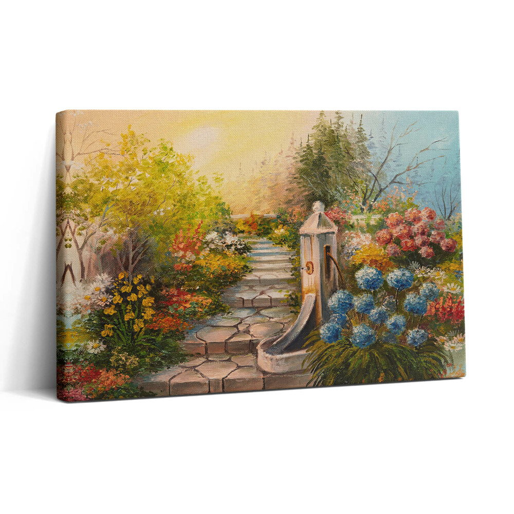 Vászonkép nyomtatás 30x20 Olaj kompozíció - kő lépcsőfokok egy erdőben