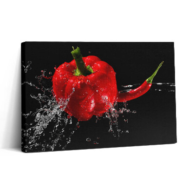 Vászonkép nyomtatás 30x20 Piros paprika a vízben