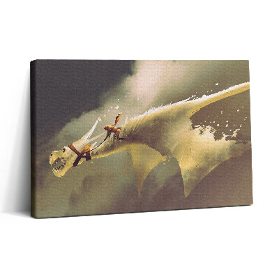 Vászonkép nyomtatás 30x20 Illusztráció egy sárkánylovasról