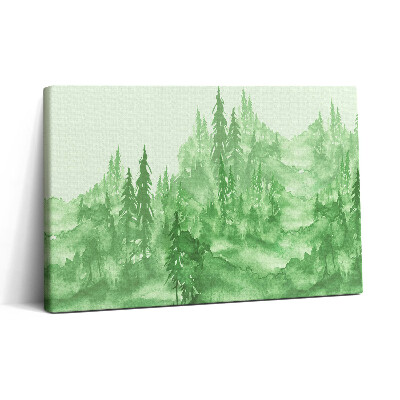 Vászonkép nyomtatás 30x20 Zöld erdővel festett természet