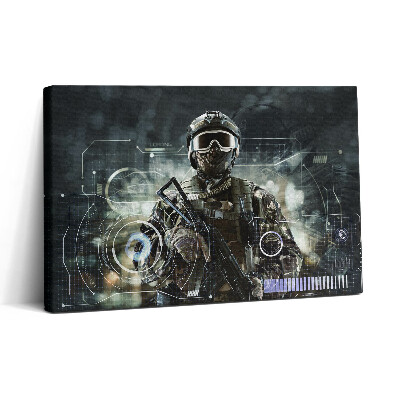 Vászonkép nyomtatás 30x20 A különleges erők katonája fegyverrel
