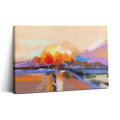 Vászonkép nyomtatás 30x20 Absztrakt festmény - színes fa