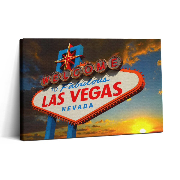 Vászonkép nyomtatás 30x20 Las Vegas felirat naplementében
