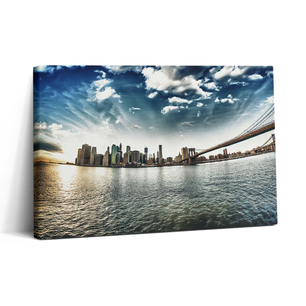 Vászonkép nyomtatás 30x20 A város és a Brooklyn híd