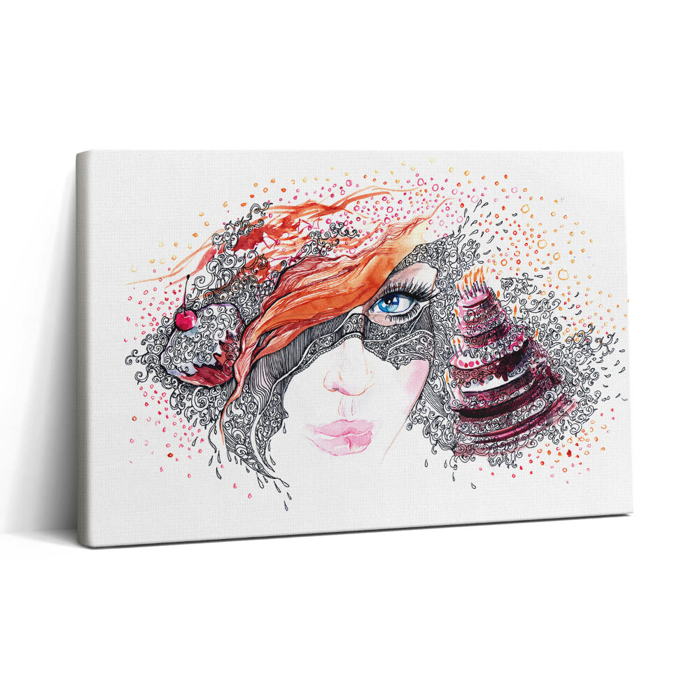 Vászonkép nyomtatás 30x20 Absztrakt édes nő süteménnyel