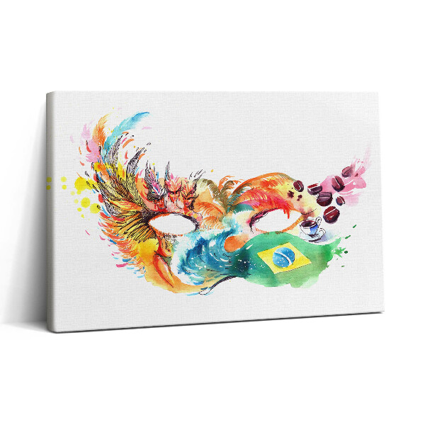 Vászonkép nyomtatás 30x20 Brazil kultúra és zászló maszkkal