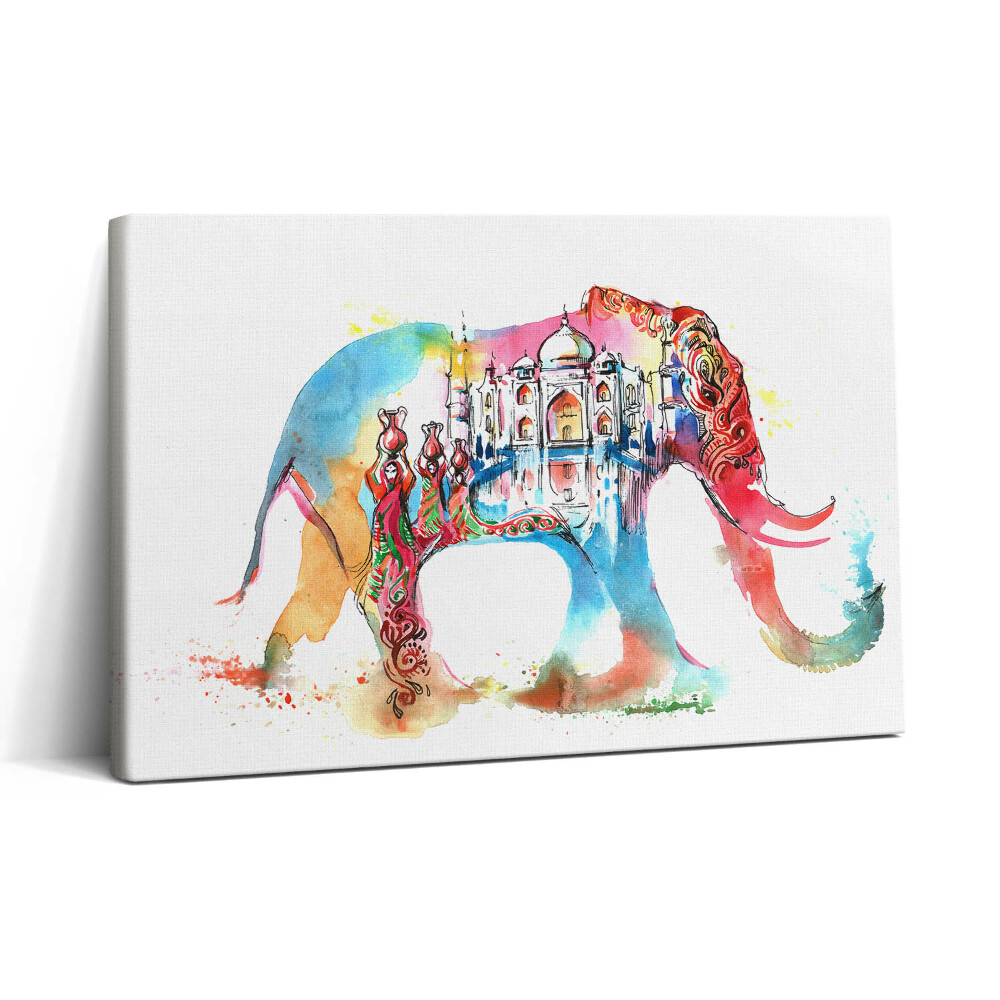 Vászonkép nyomtatás 30x20 Indiai kultúra - elefántok absztrakciója