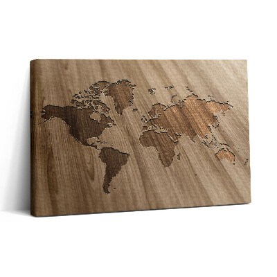 Vászonkép nyomtatás 30x20 Világtérkép fán