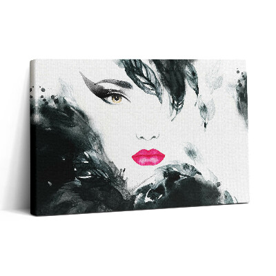 Vászonkép nyomtatás 30x20 Portré egy vörös ajkú nőről