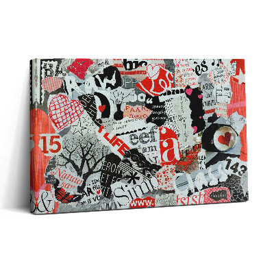 Vászonkép nyomtatás 30x20 Moodboard szívekkel