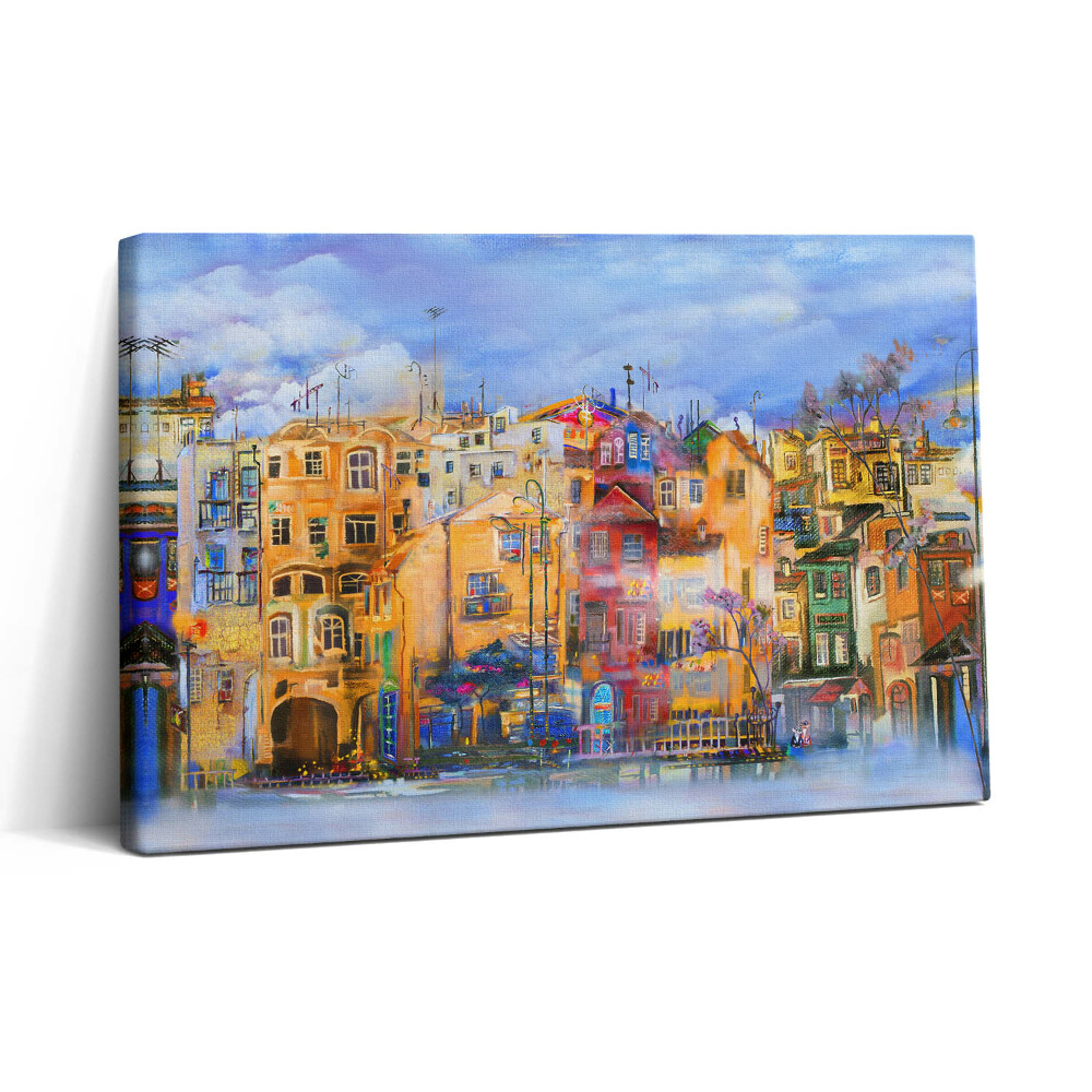 Vászonkép nyomtatás 30x20 Városi építészetet ábrázoló olajfestmény