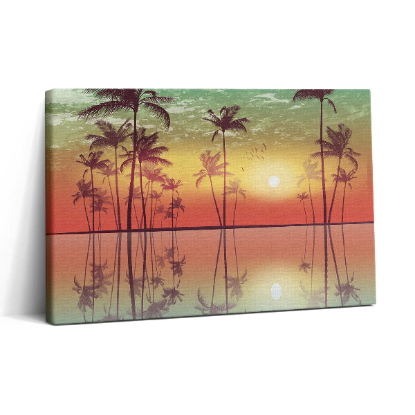 Vászonkép nyomtatás 30x20 Trópusi pálmafák naplementében