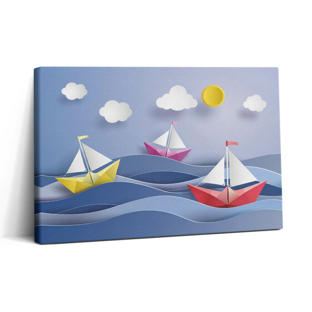 Vászonkép nyomtatás 30x20 Színes origami vitorlások