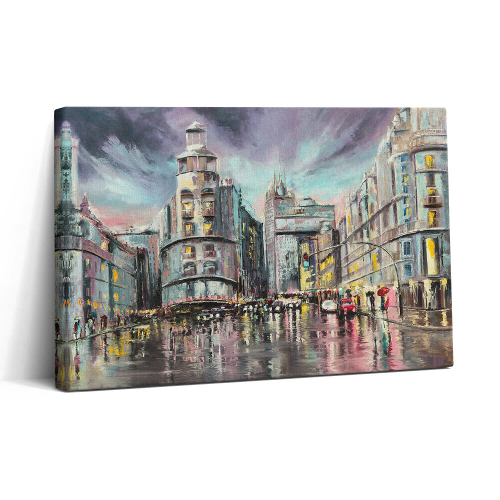 Vászonkép nyomtatás 30x20 Esős város - séta az esőben