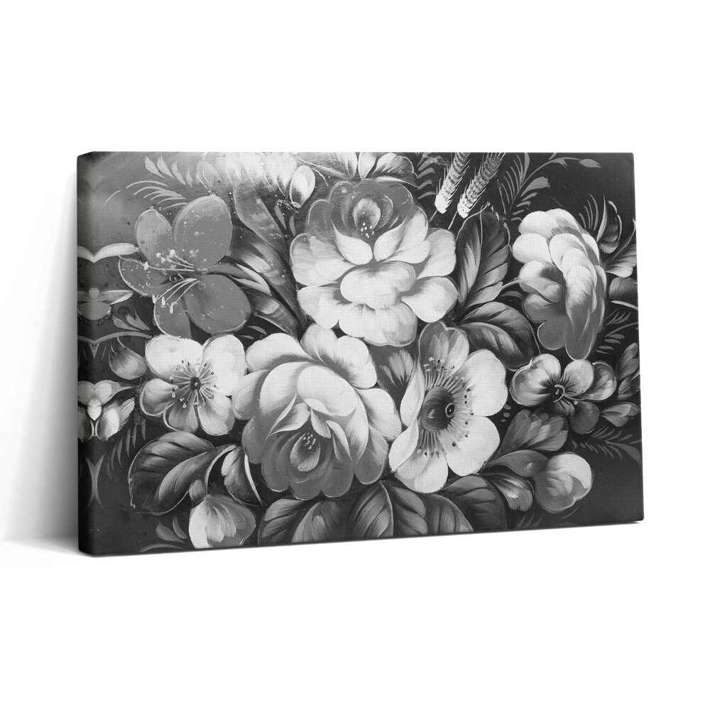 Vászonkép nyomtatás 30x20 Fekete-fehér virágok