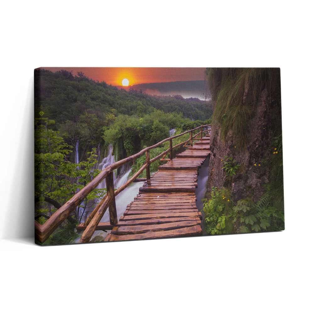 Vászonkép nyomtatás 30x20 Út fák és hegyek felett