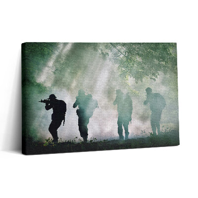 Vászonkép nyomtatás 30x20 Hadsereg az erdőben - katonák