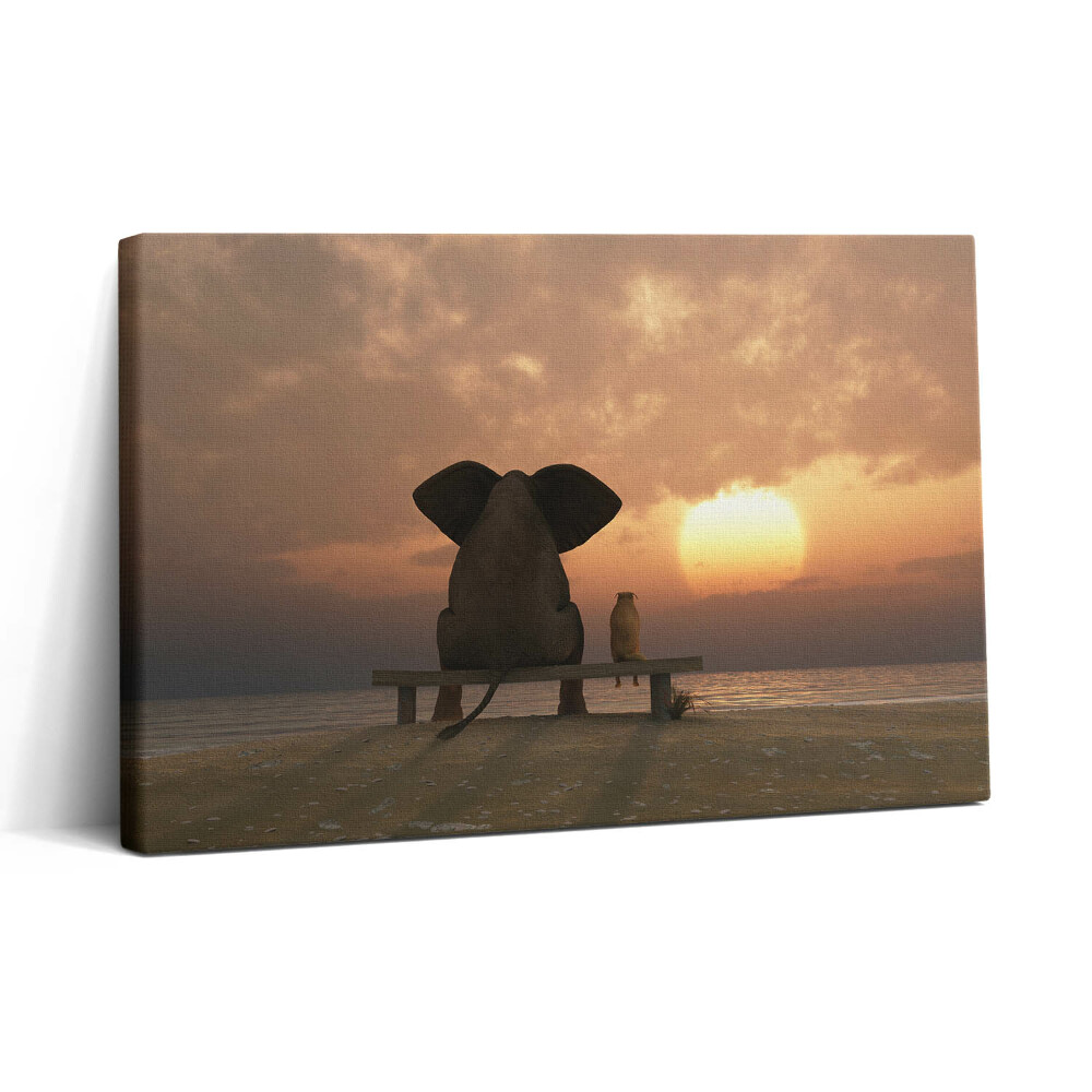 Vászonkép nyomtatás 30x20 Állatok és naplemente