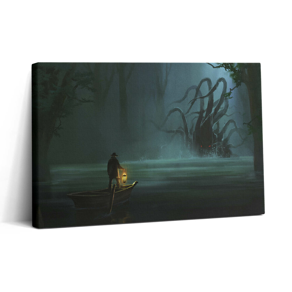 Vászonkép nyomtatás 30x20 Ember és szörny a mocsárban