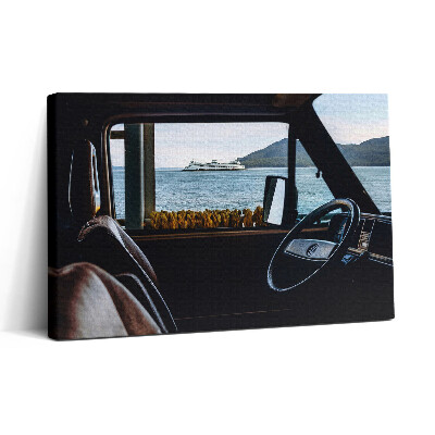 Vászonkép nyomtatás 30x20 Nyaralás autóval és vízparton